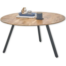 Gloria kohvilaud Täispuidust Mango ümmargune kvaliteetne diivanilaud musta metallraamiga 80 x 40 x 80 cm (B x K x S)