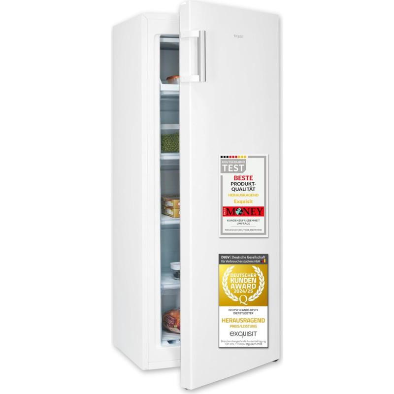 Exquisit GS5230-H-010E Freezer, 4-Star Freezer, 165 Litres, 4 Drawers, 1 Freezer Tray, Large Freezer, 55 cm Wide, White