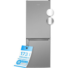 Bomann® Fridge with Freezer 143 cm High, Cool Freezer Combination 173 L with 3 Shelves and 3 Drawers, Door Hinge Changeable, Quiet Fridge Freezer Combination 40 dB, Refrigerator, KG 7331 inox