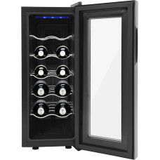 XUEMANSHOP Wine Refrigerator, 33 L Drinks Fridge Small with Glass Door, 12 Bottles, Temperature Range 12-18°C, Bottle Fridge for Red Wine, Champagne