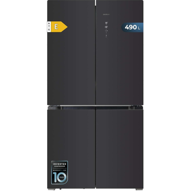 Cecotec American Fridge 4 Glass Doors 490 L Bolero CoolMarket 4D 490 Glass E. 183 cm High, 91 cm Wide, Low Power Consumption, Inverter Plus, Fast Cooling and Freezing, Total NoFrost