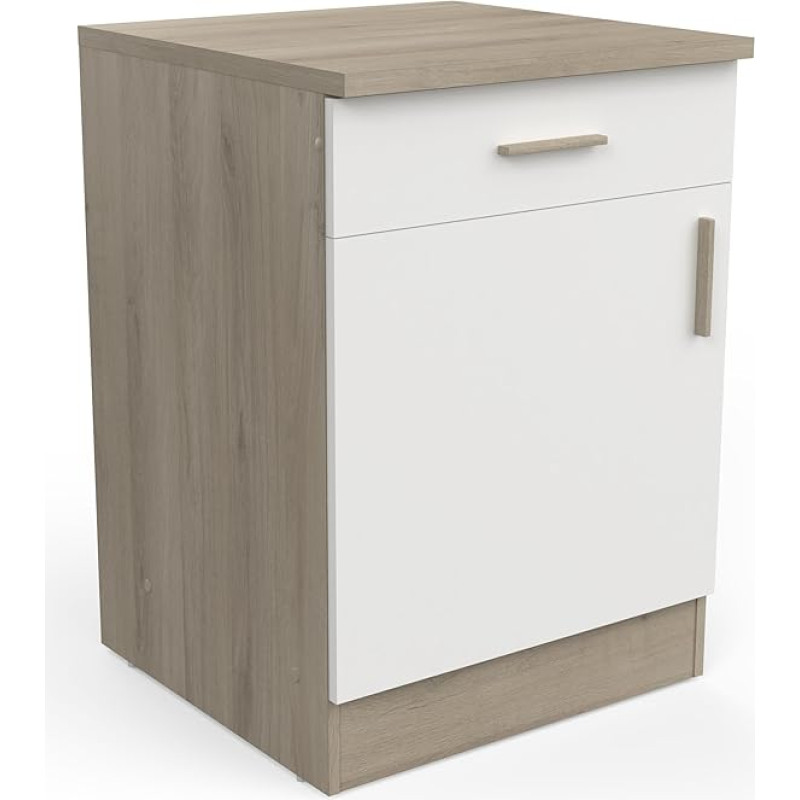 Meuble De Cuisine Bas Modulable Avec Plan de Travail 1 Tiroir 1 Porte - Cuisine Complete 