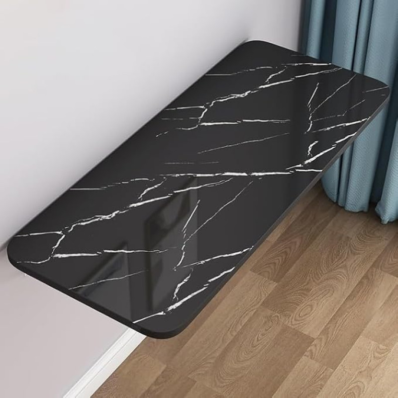 Zusammenklappbarer Esstisch, Wandmontage, multifunktsionaalne, 100 x 50 cm, versteckter Schreibtisch, platzsparend, Werkbank, schwarzes Stein-Finish, perfekt für Arbeitszimmer und kleine Räume (90 x 50 cm)