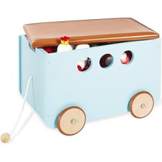 Pinolino Jim mänguasjakarp puidust ja kunstnahast tõmbelõngaga ja kummeeritud puidust ratastega, eemaldatav kaas alates 3-aastastest, mündi lakitud/kunstnahast pruunikeelne