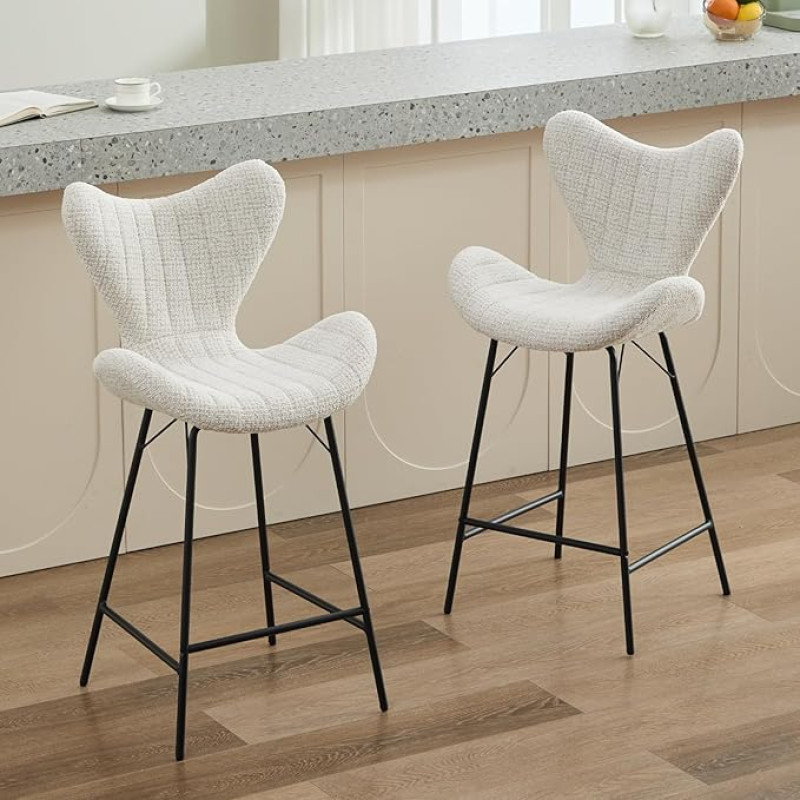 toolus baaritoolid 2 tšenillist baaritooliga, köögitoolid köögisaarele, kaasaegne counter toolid kööki, söögituppa (Kaerapiim-2)