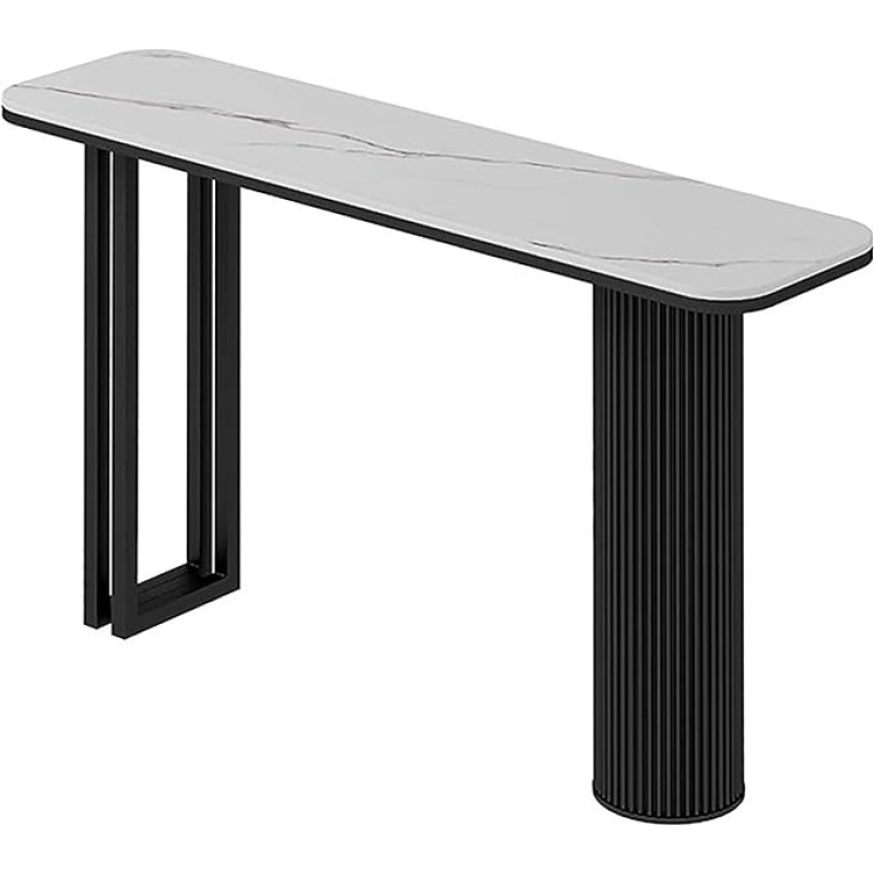 Moderner Rock Slab Eingangstisch, 120 cm, schmale Konsole für Flur, Foyer, Wohnzimmer, Schlafzimmer, stilvolles weißes und schwarzes Sofatisch, platzsparendes Design