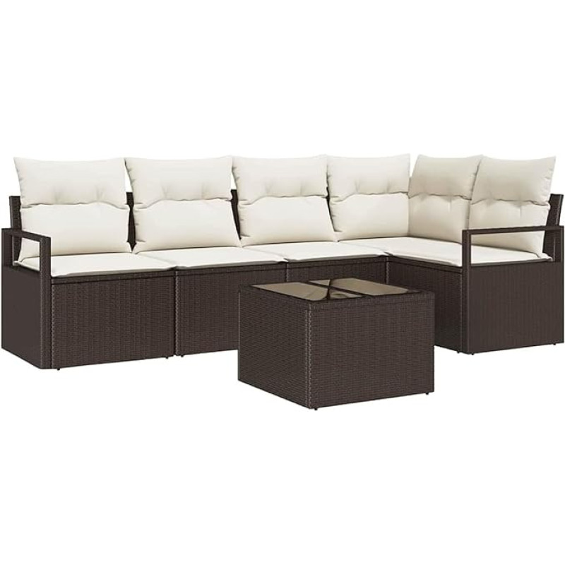 Rantry 5-teilige Garten-Sofa-Set mit Kissen Grau Poly Rattan Gartenlounge Model3355057