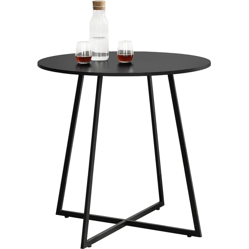 [en.casa] Vaggeryd köögilaud 78 x 80 cm söögilaud metallist raamiga must