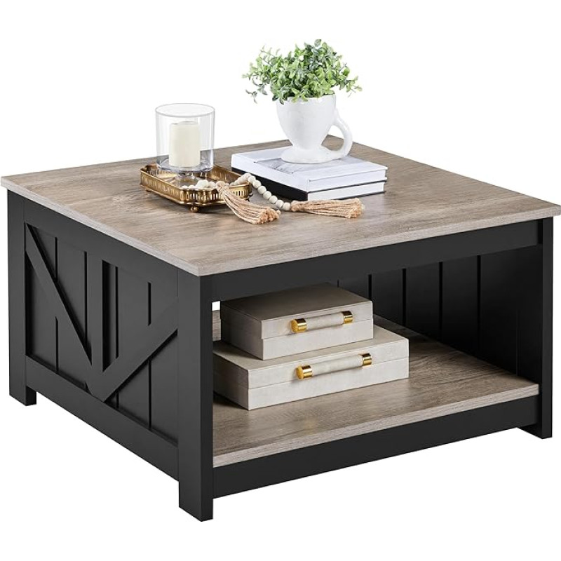 Yaheetech kohvilaud ruudukujuline diivanilaud kaasaegne elutoa laud koos hoiukambriga küljelaud elutuppa / kontorisse 80 x 80 x 45 cm