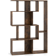 HOMASIS 6-korruseline raamaturiiul, geomeetriline seisev riiul, puit, ruumijaotur riiul, kallutatava kaitsega kuubiriiul, hoiuriiul, põrandariiul elutuppa, tööruumi, kontorisse, 80 x 30 x 119 cm (pruun)