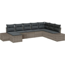 Rantry 8-teiliges Garten-Sofa-Set mit Kissen Grau Poly-Rattan Gartenlounge Model3347179