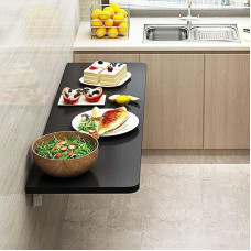 Faltbarer Wandtisch, klein, platzsparend, Esstisch, Schreibtisch, verstellbar, Küche, Arbeitszimmer, Schlafzimmer, Badezimmer, Büro, Balkon (schwarz, 90 x 40 cm)