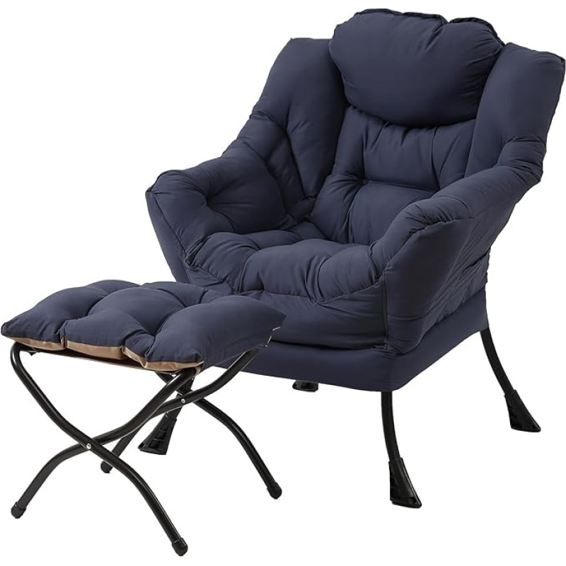 Tiita Lazy Chair koos Ottomani, kaasaegne suur akentne tugitool, vaba aja diivan tool koos Ottomani, lugemistool koos jalatoega magamistuppa, elutuppa, ühiselamusse, aeda ja õuealale