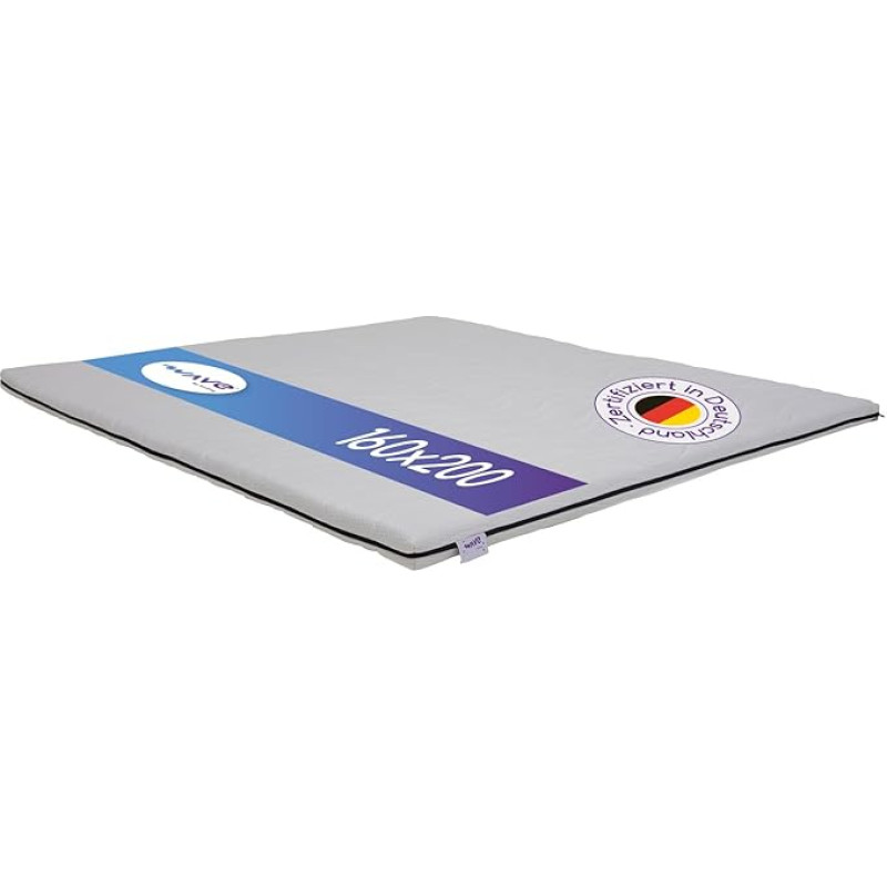 M line Wave Topper, madratsitopper 160 x 200 cm, külma vahtpolster, optimaalne tugi, hingav, valge