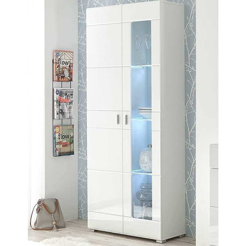 möbelando Ella I Vitriinkapp Külgkapp Elutoa kapp valge