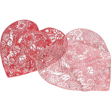 BEBEMOKO 2 roosi kohamattide komplekt Söögilaua kaunistus Südamekujuline kohamatt söögilaua jaoks Pulmad Kohamatt Tassilauad Kohamatt kodu jaoks Valentinipäeva kohamatt