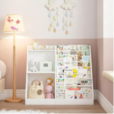 Lkeiyay Laste raamaturiiul ja mänguasjade hoidmine, lasteaia raamaturiiul, ühepoolne raamaturiiul koos hoiuga, valge