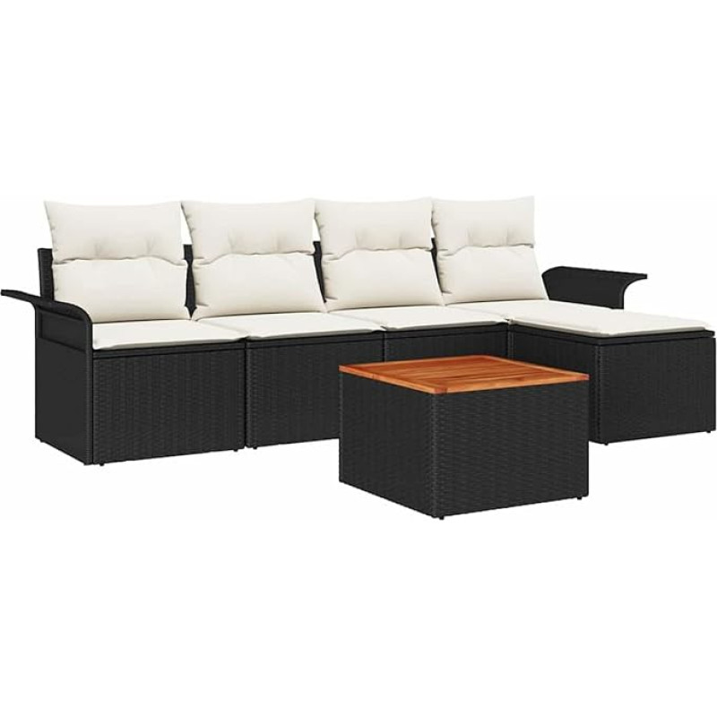 Rantry Garten Diivan Set Set von 6 Schwarz und Creme Poly-Rattan Gartenlounge Model3347313