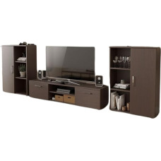 Per la vita Hercules Wenge kabinetisein - kaasaegne elutoa mööblikomplekt 2 püstise riiuli, TV-kapi ja 2 seinariiuliga - kabinetisein elutuppa ja teismelise tuppa