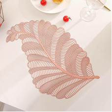 Tischset 2 Stück, Hohles Phönixschwanz-Blumenmuster Platzset & Küstenfahrer Modern, Tischset für Küchen Zuhause Esszimmertisch Restaurant, Roségold, 29x46cm