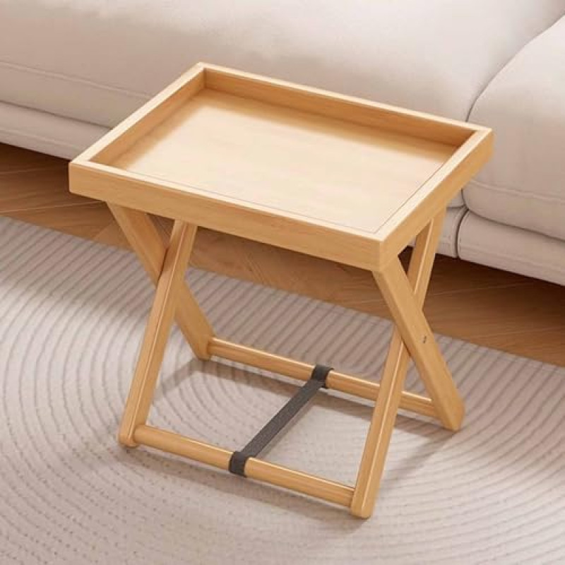 Tragbarer Beistelltisch, zusammenklappbarer Bambus-Frühstücks- und Snack-Tablett, abnehmbares Design, X-förmige mechanische Struktur, verwenden als Laptop-Schreibtisch, Snack, für Wohnzimmer