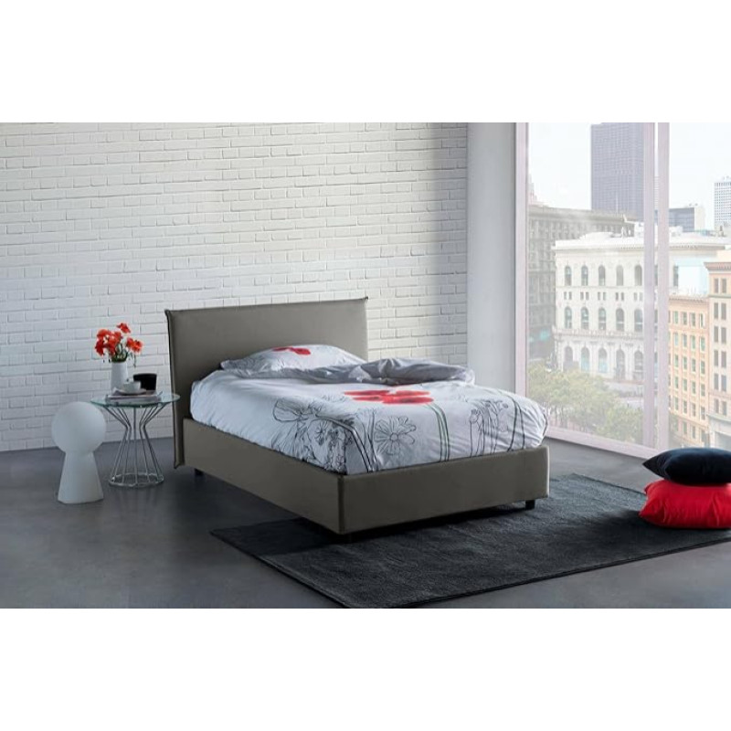 Talamo Italia - Asmara ruudukujuline ja pooleldi voodi, konteinervoodi, 100% Made in Italy, eesmine avamine, sisaldab madratsit cm 120x190, hall