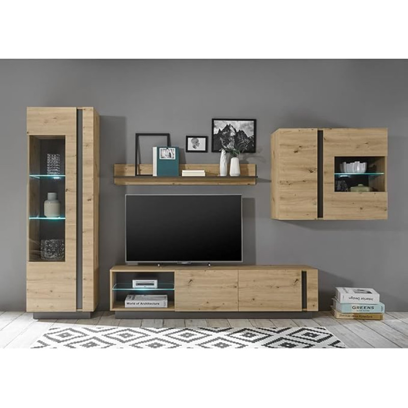 Lomadox seinakappide komplekt koos valgustusega Tamme Artisan Nb. graafikahalli paneelidega B x K x S: 315 x 194 x 40 cm