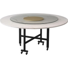LYXXJRYBHD Klappbarer Esstisch mit Ausklappbaren Flügeln und Rollen, Platzsparender Küchentisch mit Drehplatte, Kompakte Esstische für Wohnzimmer(39.3x29.5in/100x75cm)