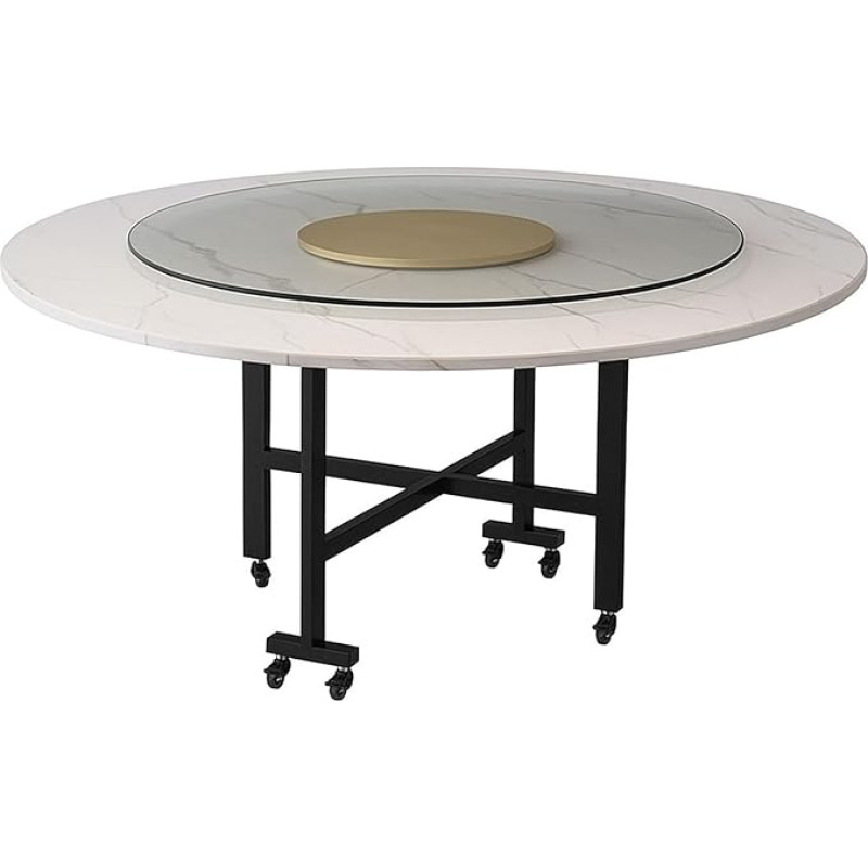 LYXXJRYBHD Klappbarer Esstisch mit Ausklappbaren Flügeln und Rollen, Platzsparender Küchentisch mit Drehplatte, Kompakte Esstische für Wohnzimmer(39.3x29.5in/100x75cm)