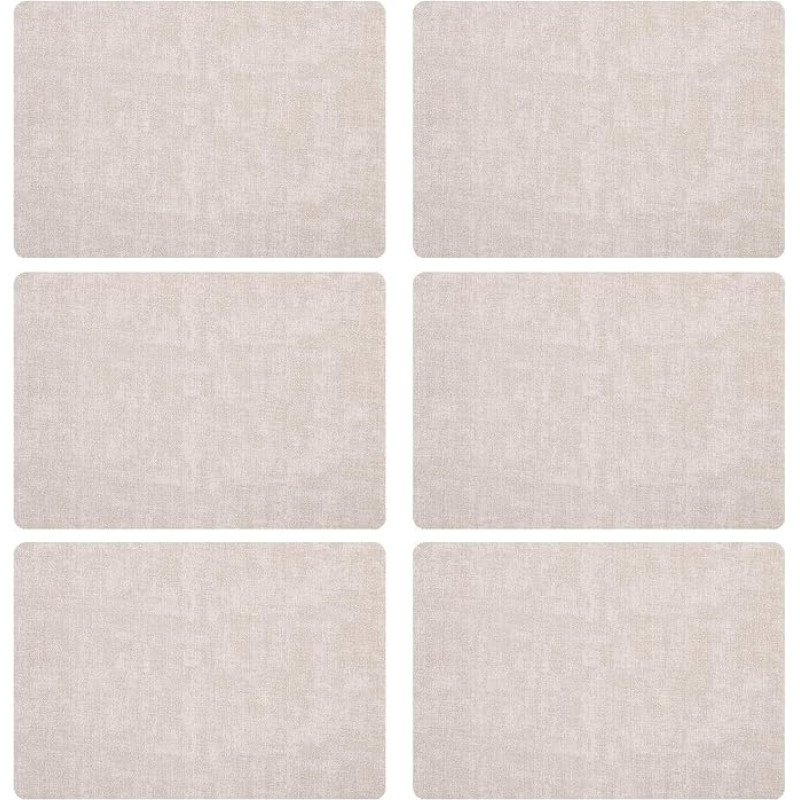 Haofy Faux Leder -Placemat -Set von 6 Wärme PU Tablemat Reversible Waschmaschinenmatten für Küchen Essen Im Freien aus Künstlichem Leder Gefertigt (Beige)