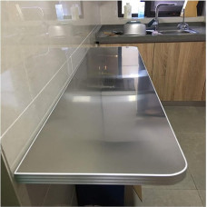 Wandmontierter Esstisch, faltbarer Küchen-Wandtisch, Doppelstütz-Beistelltisch, Edelstahl-Tischplatte, wasserdicht/ölbeständig, leicht zu reinigen, maximum Traglast 100 kg