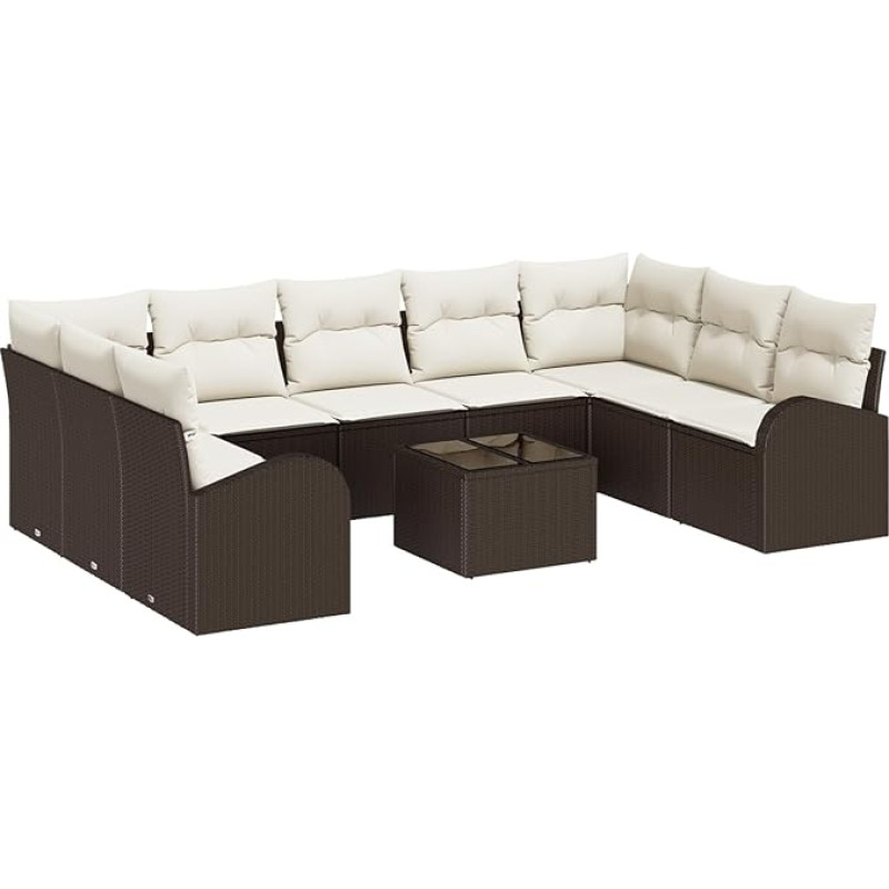 Rantry 9-teiliges Garten Sofa Set mit Kissen Grau Poly Rattan Gartenlounge Model3346208