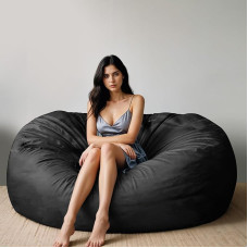 Anuwaa Giant Bean Bag for Adults, 5ft Oversized Bean Bag for Teens, Memory Foam Bean Bag koos eemaldatava Hollandi sametkattega, must