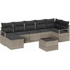 Rantry 9-teilige Garten Sofa Set mit Kissen Grau Poly Rattan Gartenlounge Model3346512
