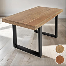 SAM Rio söögilaud 120 x 80 cm naturaalset värvi akaatsiapuidust tahke metallist U-raamiga must sirged servad