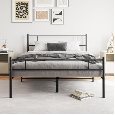 BORPHOM metallist voodiraam, kaasaegne noorte voodi lamelliraamiga, kaheinimesevoodi külalisvoodi külalistetuppa, magamistuppa, voodiraam, 140 x 200 cm, must