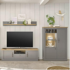 Lomadox elutoa mööblikomplekt veinikappide ja LED-valgustusega halli värvi Artisan Tamme Nb B x K x S u. 273 x 160 x 44 cm