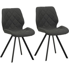 SVITA Diamond Söögitoa toolid 2 köögitoolist koosnev komplekt Pehmeeritud toolid Tepitud kangakattega tumehall