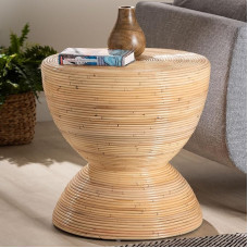 bali & pari Tokyo Beistelltisch aus laminiertem Naturrattan, Sanduhr-Akzenttisch mit modernem skulpturalem Design, Boho-Chic-Stil für Wohnzimmer oder Schlafzimmer, Natur, 55,9 cm lai, Naturbraun