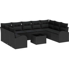 Rantry 10-teiliges Garten Sofa Set mit Kissen Beige Poly Rattan Gartenlounge Model3346213