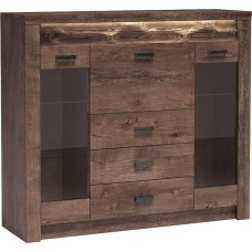 Mirjan24 Indiano I-08 baarikapp 3 sahtliga, baarikapp, Highboard, joogikapp, joogikapp, kapp joogikambriga (tume tuhk, ilma valgustita)