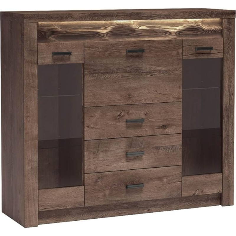 Mirjan24 Indiano I-08 baarikapp 3 sahtliga, baarikapp, Highboard, joogikapp, joogikapp, kapp joogikambriga (tume tuhk, ilma valgustita)