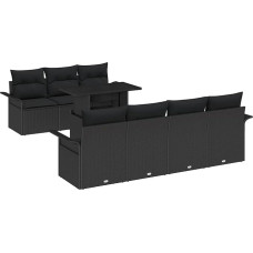 Rantry 8-Teiliges Garten Sofa Set mit Kissen Schwarz Poly Rattan Gartenlounge Model3348229