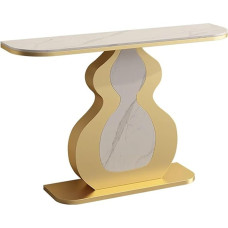 Konsolentisch Moderner Eingangstisch Mit Kürbisförmigem Metallsockel, Konsolentisch Mit Steinplatte Für Die Inneneinrichtung Von Fluren Und Wohnzimmern(Gold 1,120cm/47.2in)
