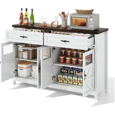 KecDuey Söögitoa kapp, Sideboard koos hoiuruumiga, buffet 140 cm pikkune buffet 4 ukse ja 2 suure sahtliga, kohvikukapp kaasaegses stiilis, sahtli kapp