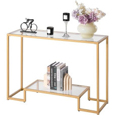 VEVOR 2-tasandiline konsoollaud Modernne ristkülikukujuline koridorilaud (107 x 35,4 x 75,5 cm) karastatud klaasist lauaga, kallutatav diivanipoolne laud elutoa koridori sissepääsuks fuajeesse.