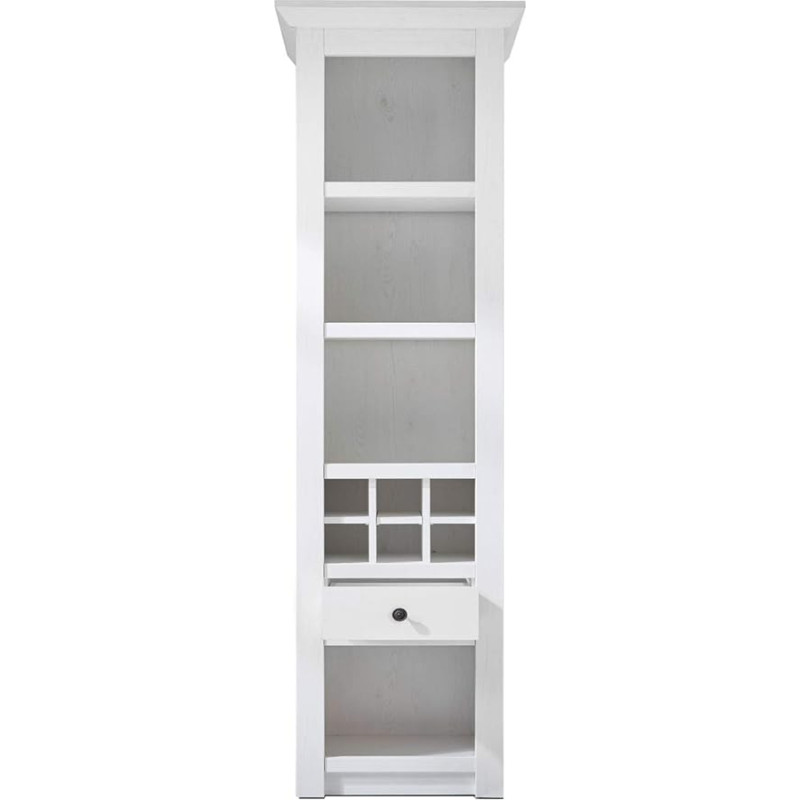 GuenstigEinrichten Hooge kapp Country House Style männist valge Country House vitriinkapp veinihoidjaga 58 x 207 cm