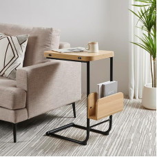 H-OFMEMBER Elims C-kujuline küljelaud koos kokkupandava lauaplaadiga, TV-taldrik, väike küljelaud, kohvilaud elutuppa, magamistuppa, väikesesse ruumi, naturaalne