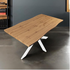 Casa Massiva söögilaud 120 x 80 cm Puit 40 mm Tammekujuline spider raam Valge puidust laud