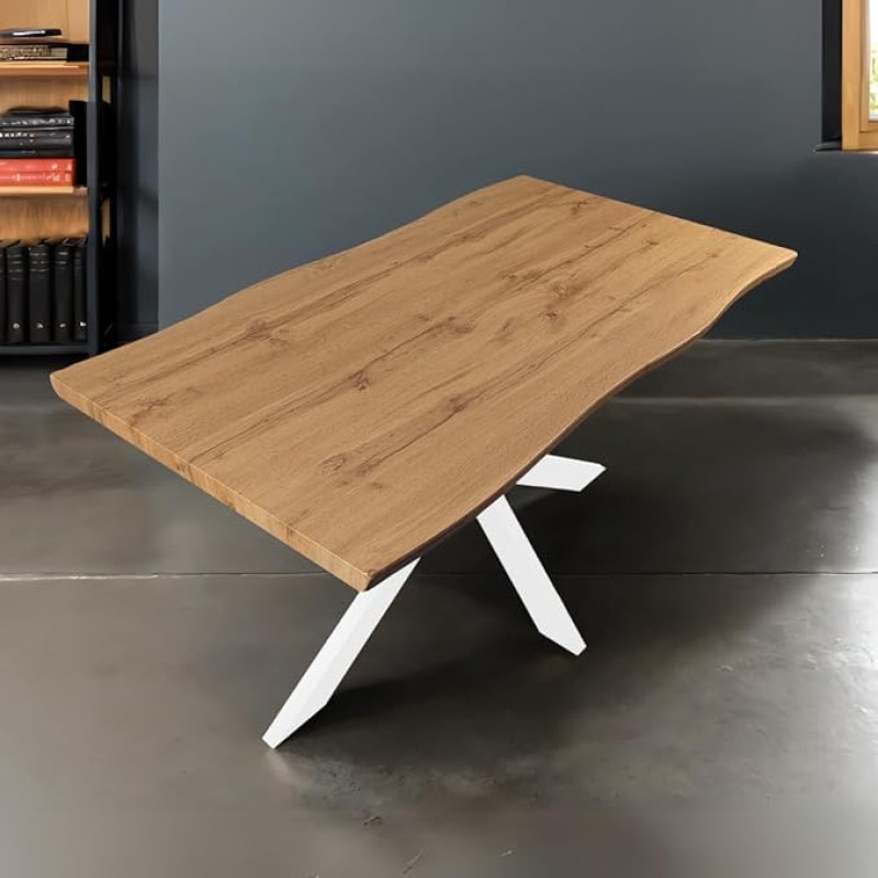 Casa Massiva söögilaud 120 x 80 cm Puit 40 mm Tammekujuline spider raam Valge puidust laud